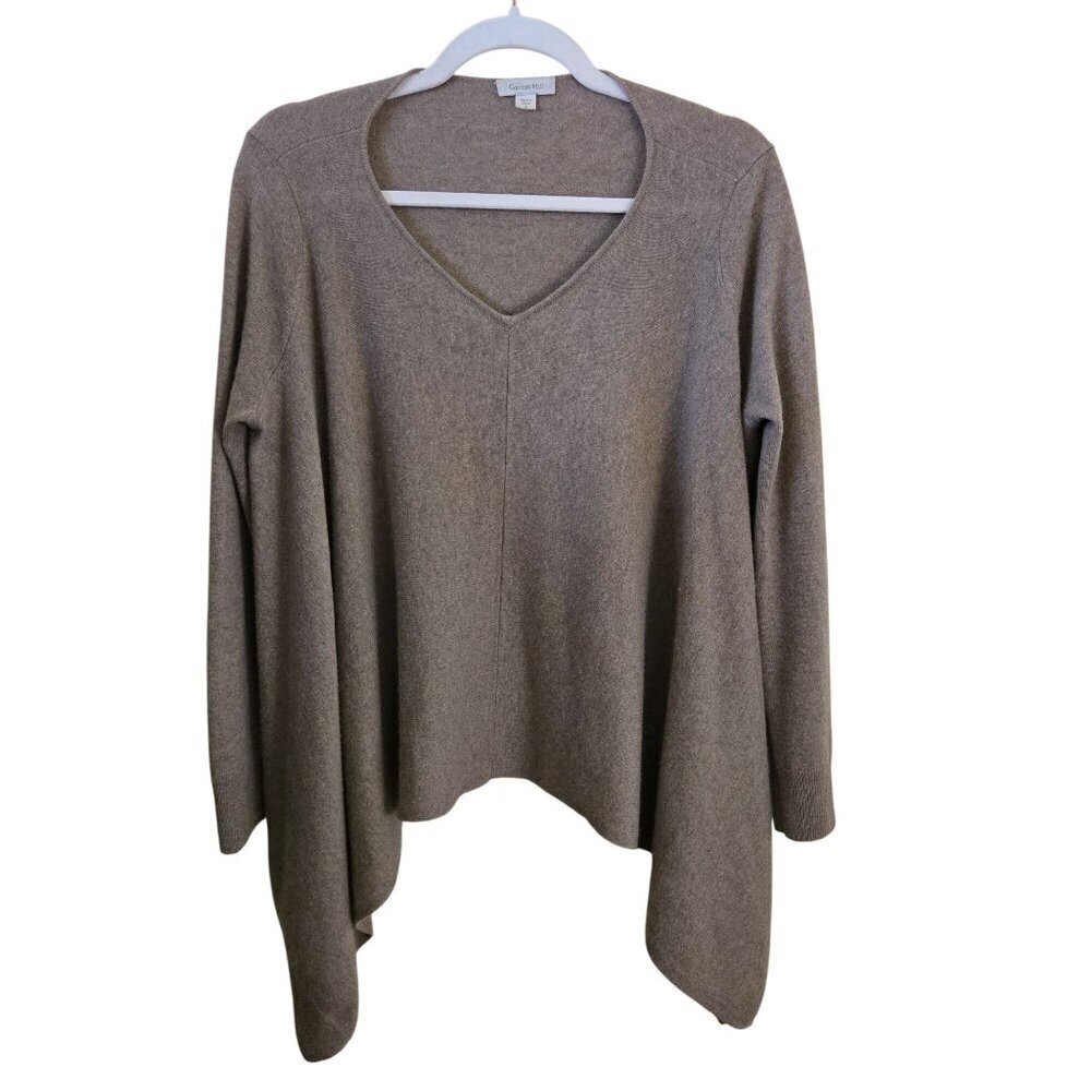 Garnet Hill 100% Cashmere Tan Assymetric Sweater Cape With Sleeves Size S